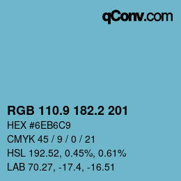 カラーコード: RGB 110.9 182.2 201 | qconv.com
