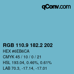 Color code: RGB 110.9 182.2 202 | qconv.com