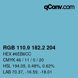 Color code: RGB 110.9 182.2 204 | qconv.com