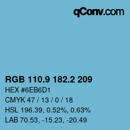 Color code: RGB 110.9 182.2 209 | qconv.com