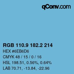 Color code: RGB 110.9 182.2 214 | qconv.com