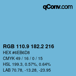 Color code: RGB 110.9 182.2 216 | qconv.com
