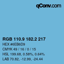 Color code: RGB 110.9 182.2 217 | qconv.com