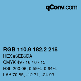 Color code: RGB 110.9 182.2 218 | qconv.com