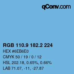 Color code: RGB 110.9 182.2 224 | qconv.com