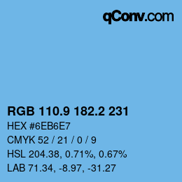 Color code: RGB 110.9 182.2 231 | qconv.com