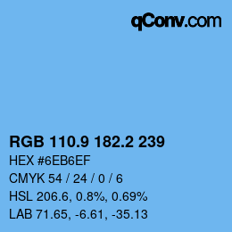 Color code: RGB 110.9 182.2 239 | qconv.com