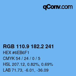Color code: RGB 110.9 182.2 241 | qconv.com