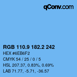 Color code: RGB 110.9 182.2 242 | qconv.com