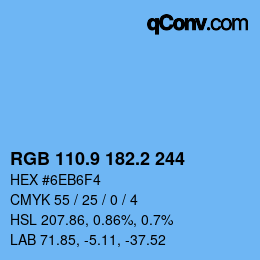 Color code: RGB 110.9 182.2 244 | qconv.com