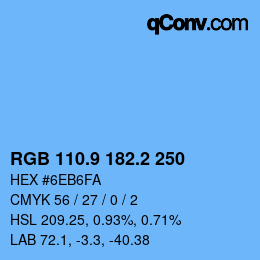 Color code: RGB 110.9 182.2 250 | qconv.com