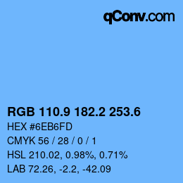 カラーコード: RGB 110.9 182.2 253.6 | qconv.com