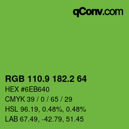カラーコード: RGB 110.9 182.2 64 | qconv.com