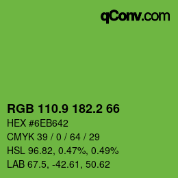 カラーコード: RGB 110.9 182.2 66 | qconv.com