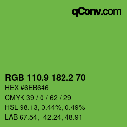 カラーコード: RGB 110.9 182.2 70 | qconv.com