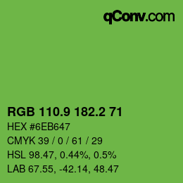 カラーコード: RGB 110.9 182.2 71 | qconv.com