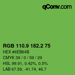 カラーコード: RGB 110.9 182.2 75 | qconv.com