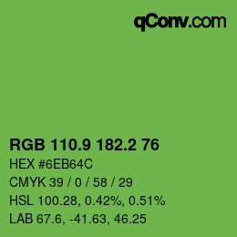 カラーコード: RGB 110.9 182.2 76 | qconv.com
