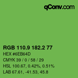 カラーコード: RGB 110.9 182.2 77 | qconv.com