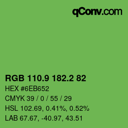 カラーコード: RGB 110.9 182.2 82 | qconv.com