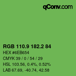 カラーコード: RGB 110.9 182.2 84 | qconv.com