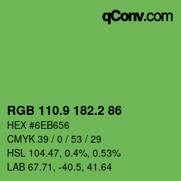 カラーコード: RGB 110.9 182.2 86 | qconv.com