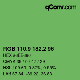 カラーコード: RGB 110.9 182.2 96 | qconv.com