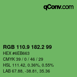 カラーコード: RGB 110.9 182.2 99 | qconv.com