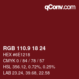 Color code: RGB 110.9 18 24 | qconv.com