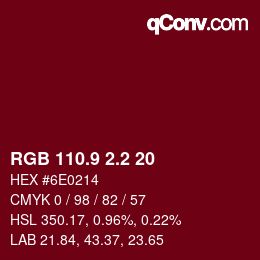 Color code: RGB 110.9 2.2 20 | qconv.com