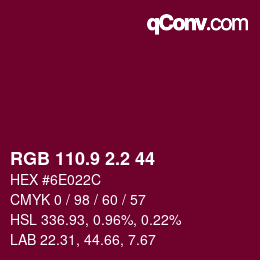 カラーコード: RGB 110.9 2.2 44 | qconv.com