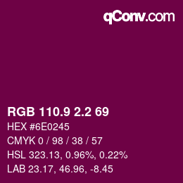 カラーコード: RGB 110.9 2.2 69 | qconv.com