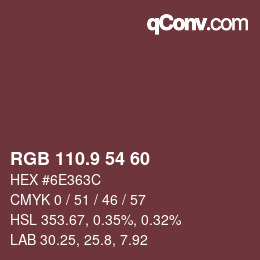 カラーコード: RGB 110.9 54 60 | qconv.com