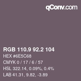 カラーコード: RGB 110.9 92.2 104 | qconv.com