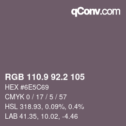 Código de color: RGB 110.9 92.2 105 | qconv.com