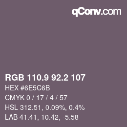 Color code: RGB 110.9 92.2 107 | qconv.com