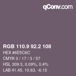 Color code: RGB 110.9 92.2 108 | qconv.com