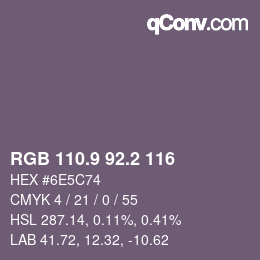 Color code: RGB 110.9 92.2 116 | qconv.com