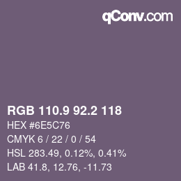 Color code: RGB 110.9 92.2 118 | qconv.com