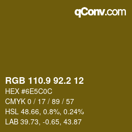 Color code: RGB 110.9 92.2 12 | qconv.com