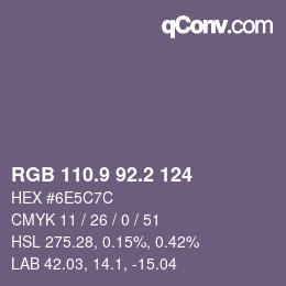 Color code: RGB 110.9 92.2 124 | qconv.com