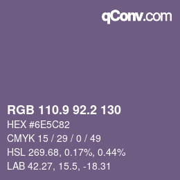 Color code: RGB 110.9 92.2 130 | qconv.com