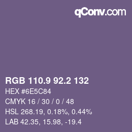 Color code: RGB 110.9 92.2 132 | qconv.com