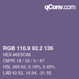 Color code: RGB 110.9 92.2 136 | qconv.com