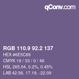 Color code: RGB 110.9 92.2 137 | qconv.com