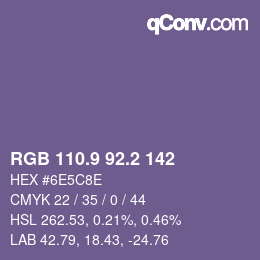 Color code: RGB 110.9 92.2 142 | qconv.com