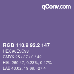Color code: RGB 110.9 92.2 147 | qconv.com