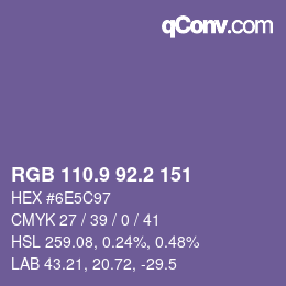 Color code: RGB 110.9 92.2 151 | qconv.com