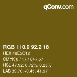 Color code: RGB 110.9 92.2 18 | qconv.com