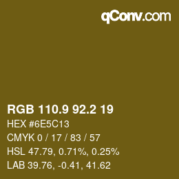 Color code: RGB 110.9 92.2 19 | qconv.com